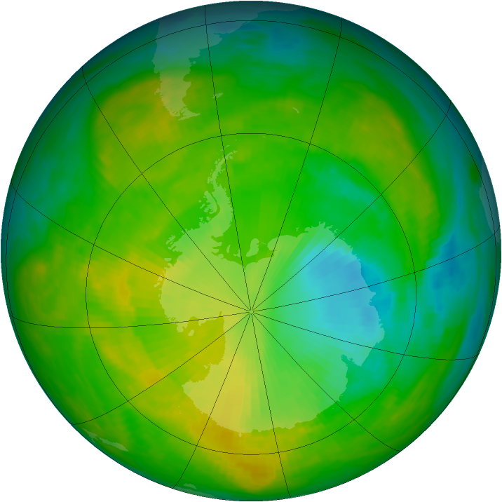 Antarctic ozone map for 25 November 1986